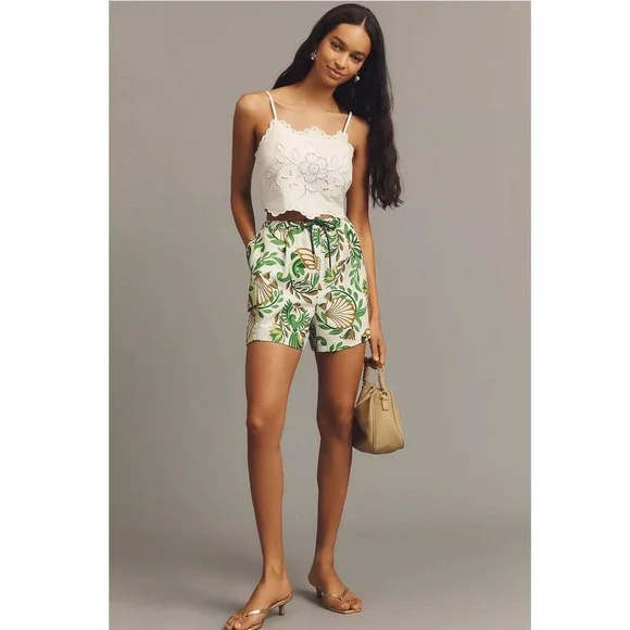 NWT Farm Rio Tie Front Cargo Shorts Pleated Tropical Sz XS Anthropologie $158 - Picture 2 of 14